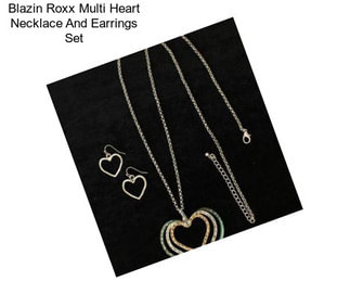 Blazin Roxx Multi Heart Necklace And Earrings Set