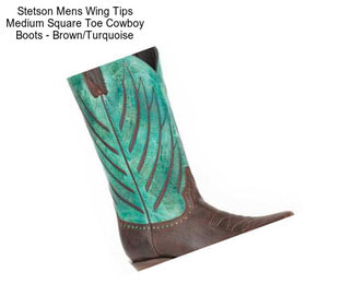 Stetson Mens Wing Tips Medium Square Toe Cowboy Boots - Brown/Turquoise