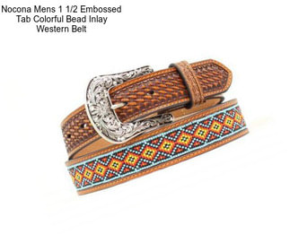 Nocona Mens 1 1/2 Embossed Tab Colorful Bead Inlay Western Belt