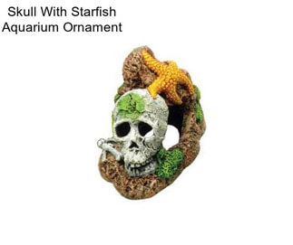 Skull With Starfish Aquarium Ornament