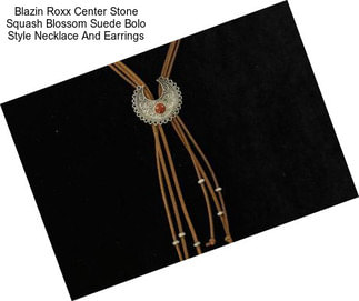 Blazin Roxx Center Stone Squash Blossom Suede Bolo Style Necklace And Earrings