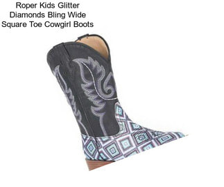 Roper Kids Glitter Diamonds Bling Wide Square Toe Cowgirl Boots