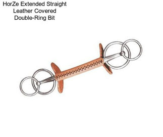 HorZe Extended Straight Leather Covered Double-Ring Bit