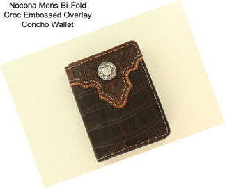 Nocona Mens Bi-Fold Croc Embossed Overlay Concho Wallet