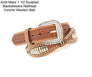 Ariat Mens 1 1/2 Sculpted Basketweave Nailhead Concho Western Belt