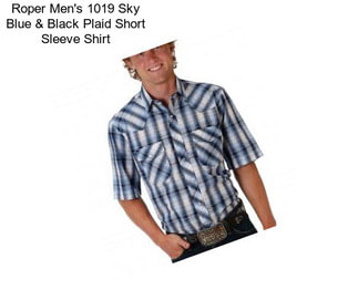 Roper Men\'s 1019 Sky Blue & Black Plaid Short Sleeve Shirt