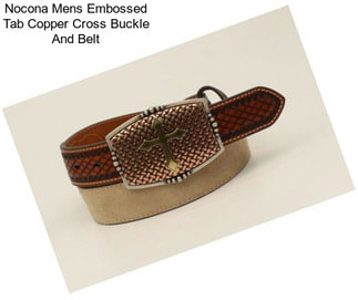 Nocona Mens Embossed Tab Copper Cross Buckle And Belt