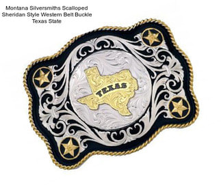 Montana Silversmiths Scalloped Sheridan Style Western Belt Buckle Texas State