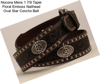 Nocona Mens 1 7/8 Taper Floral Emboss Nailhead Oval Star Concho Belt