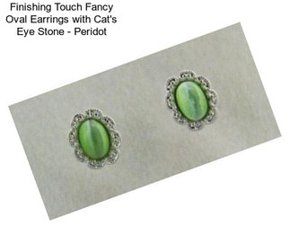 Finishing Touch Fancy Oval Earrings with Cat\'s Eye Stone - Peridot