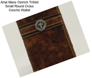 Ariat Mens Ostrich Trifold Small Round Cross Concho Wallet