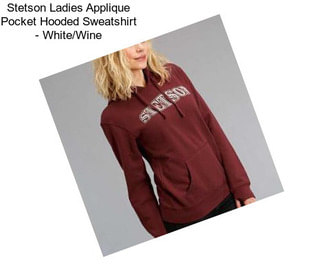 Stetson Ladies Applique Pocket Hooded Sweatshirt - White/Wine