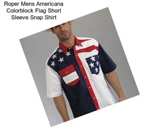 Roper Mens Americana Colorblock Flag Short Sleeve Snap Shirt