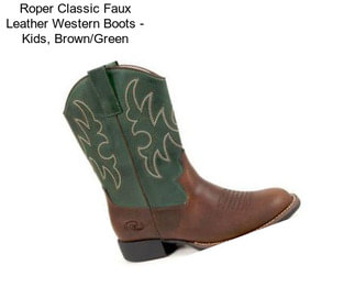 Roper Classic Faux Leather Western Boots - Kids, Brown/Green