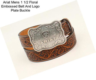 Ariat Mens 1 1/2 Floral Embossed Belt And Logo Plate Buckle