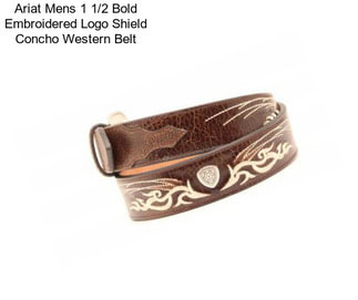 Ariat Mens 1 1/2 Bold Embroidered Logo Shield Concho Western Belt