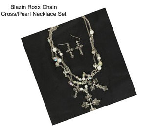 Blazin Roxx Chain Cross/Pearl Necklace Set