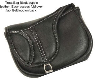 Treat Bag Black supple leather. Easy access fold over flap. Belt loop on back.