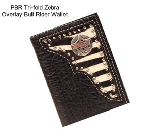 PBR Tri-fold Zebra Overlay Bull Rider Wallet