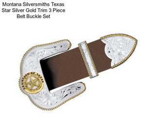 Montana Silversmiths Texas Star Silver Gold Trim 3 Piece Belt Buckle Set