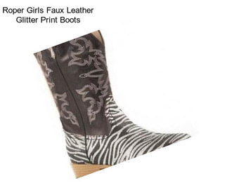 Roper Girls Faux Leather Glitter Print Boots