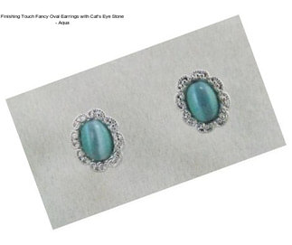 Finishing Touch Fancy Oval Earrings with Cat\'s Eye Stone - Aqua