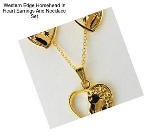 Western Edge Horsehead In Heart Earrings And Necklace Set