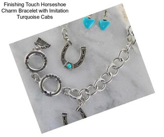 Finishing Touch Horseshoe Charm Bracelet with Imitation Turquoise Cabs