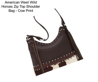 American West Wild Horses Zip Top Shoulder Bag - Cow Print