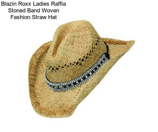 Blazin Roxx Ladies Raffia Stoned Band Woven Fashion Straw Hat