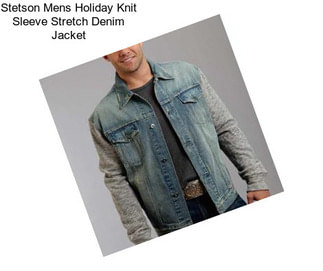 Stetson Mens Holiday Knit Sleeve Stretch Denim Jacket