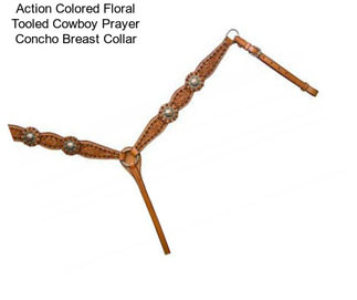 Action Colored Floral Tooled Cowboy Prayer Concho Breast Collar