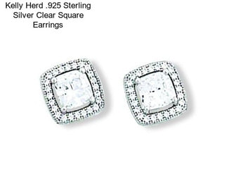 Kelly Herd .925 Sterling Silver Clear Square Earrings