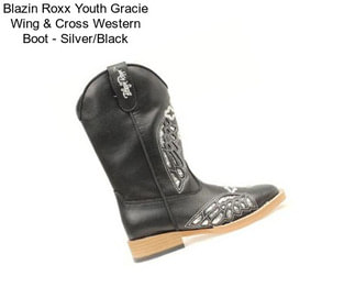 Blazin Roxx Youth Gracie Wing & Cross Western Boot - Silver/Black