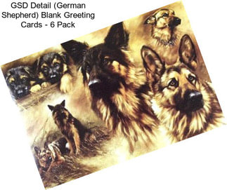 GSD Detail (German Shepherd) Blank Greeting Cards - 6 Pack