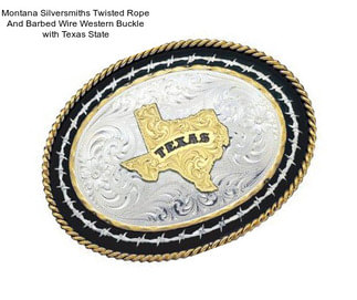 Montana Silversmiths Twisted Rope And Barbed Wire Western Buckle with Texas State