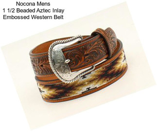 Nocona Mens 1 1/2 Beaded Aztec Inlay Embossed Western Belt