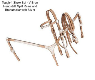 Tough-1 Show Set - V Brow Headstall, Split Reins and Breastcollar with Silver