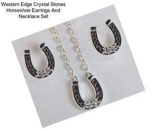 Western Edge Crystal Stones Horseshoe Earrings And Necklace Set