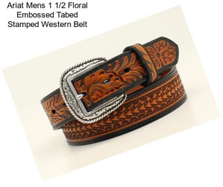 Ariat Mens 1 1/2 Floral Embossed Tabed Stamped Western Belt