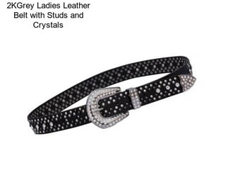 2KGrey Ladies Leather Belt with Studs and Crystals