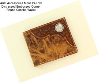 Ariat Accessories Mens Bi-Fold Distressed Embossed Corner Round Concho Wallet