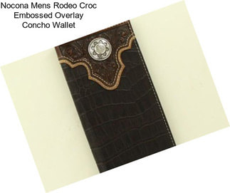 Nocona Mens Rodeo Croc Embossed Overlay Concho Wallet