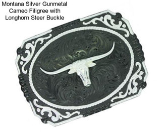 Montana Silver Gunmetal Cameo Filigree with Longhorn Steer Buckle