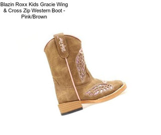 Blazin Roxx Kids Gracie Wing & Cross Zip Western Boot - Pink/Brown