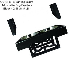 OUR PETS Barking Bistro Adjustable Dog Feeder - Black - 2.9In/8In/12In