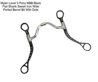 Myler Level 3 Pony MBB Black Flat Shank Sweet Iron Wide Ported Barrel Bit With Dots