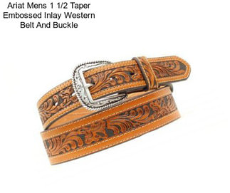 Ariat Mens 1 1/2 Taper Embossed Inlay Western Belt And Buckle