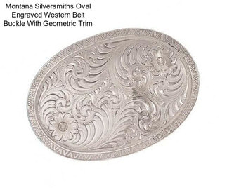 Montana Silversmiths Oval Engraved Western Belt Buckle With Geometric Trim