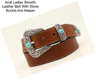 Ariat Ladies Smooth Leather Belt With Stone Buckle And Keeper